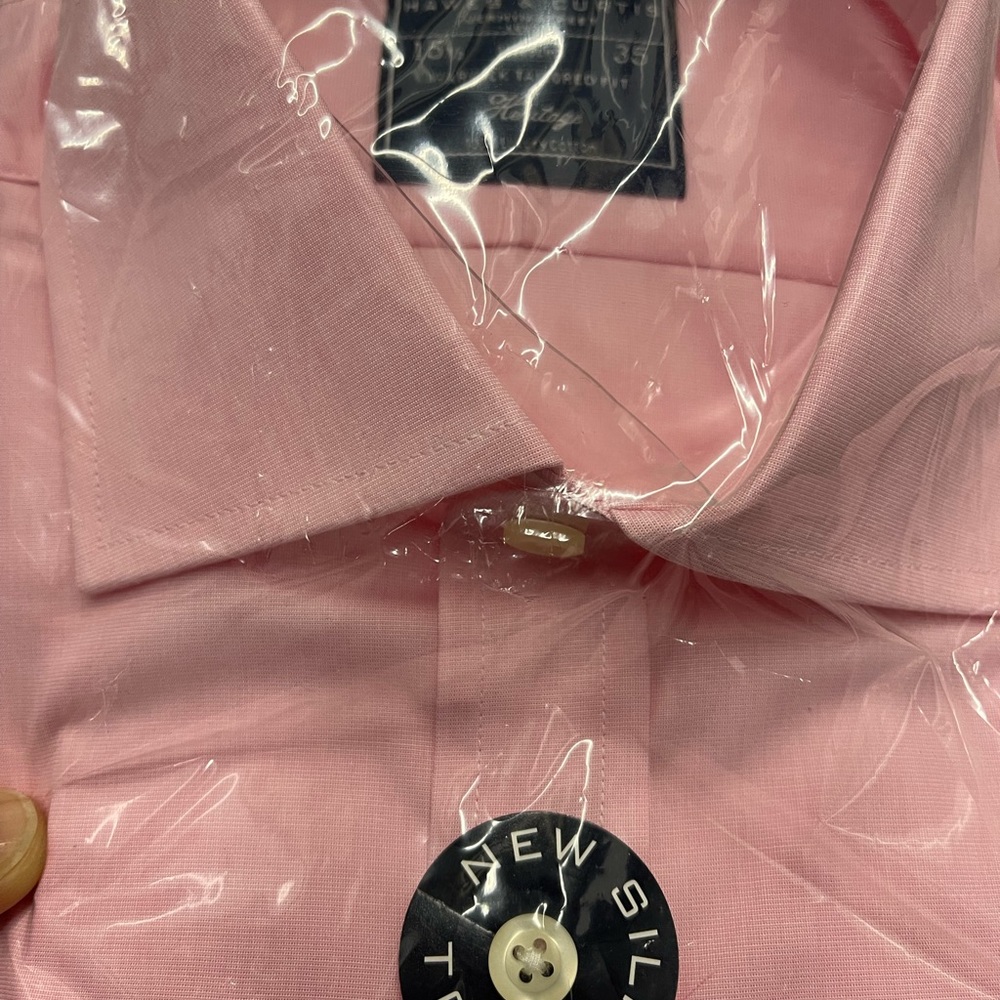 Brand New Hawes and Curtis Dress Shirt Pink Sz 15.5 35 - Picture 7 of 8